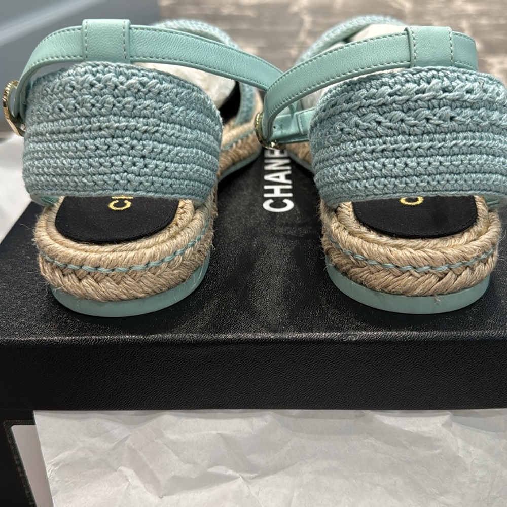 Chanel Light Blue and Black Espadrilles - Picture 4 of 9